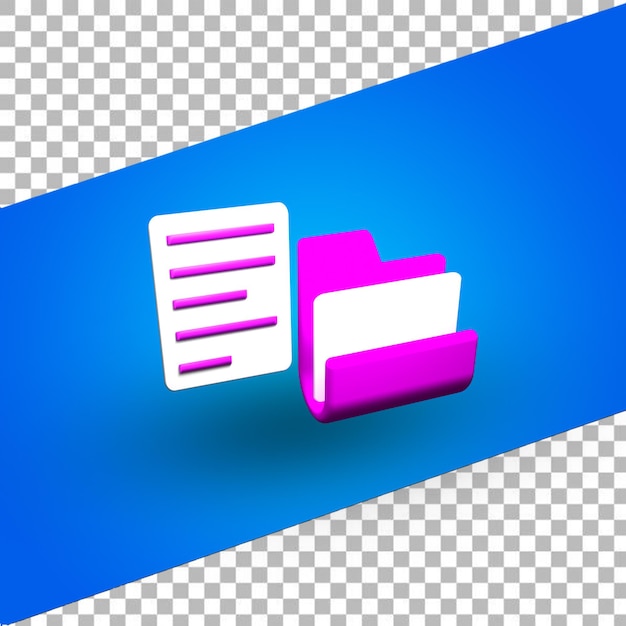 Значок папки и документа 3d-рендеринг