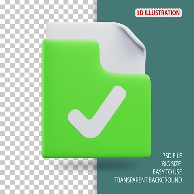 PSD folder approved approved and rejected 3d icon illustration with transparent background