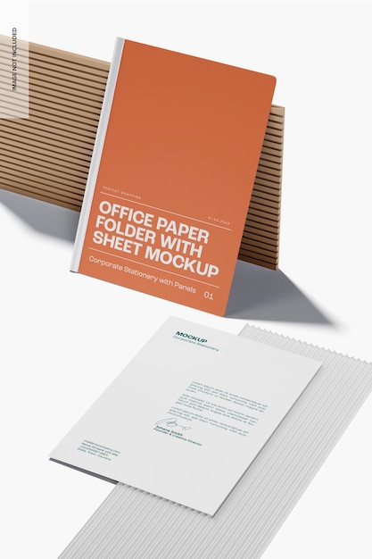 Folder biurowy z makietą arkusza, pochylony