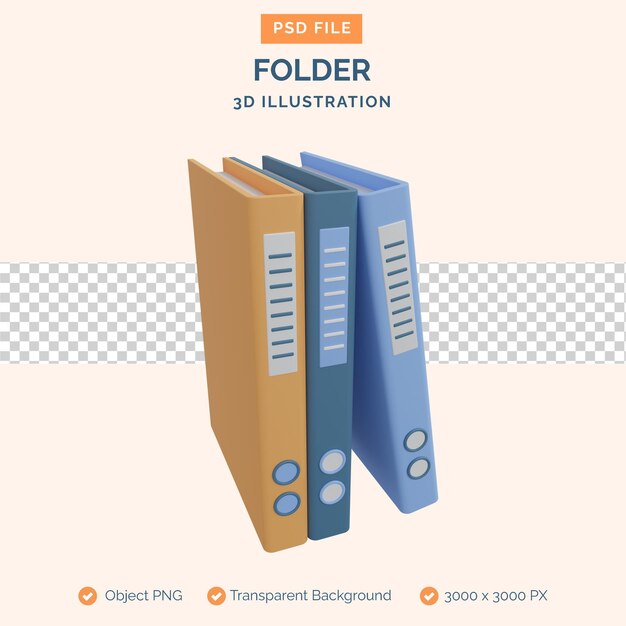 PSD folder document 3d illustration