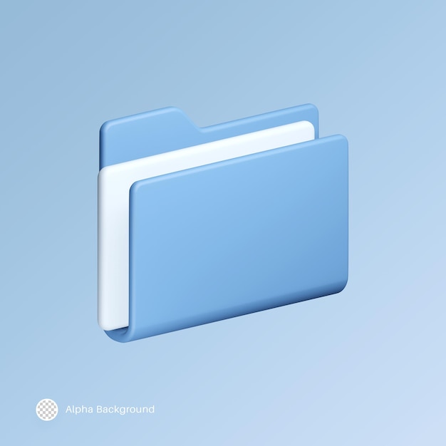 PSD folder document paper ui icon sign or symbol 3d rendering.