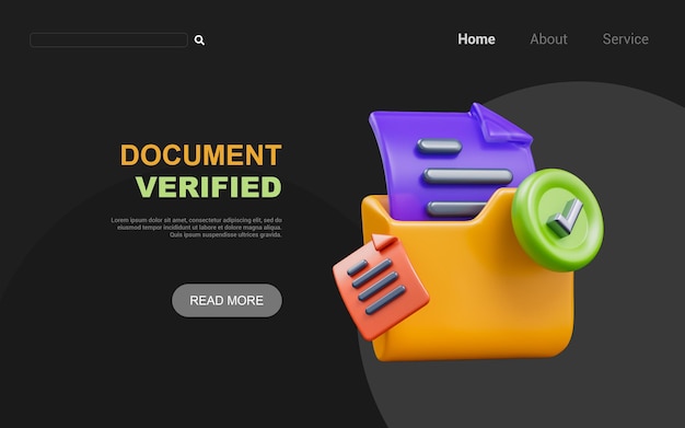 folder dokumentów ze znakiem wyboru na ciemnym tle koncepcja renderowania 3d dla zweryfikowanych informacji