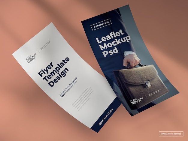 Folder flyer mockup met veranderlijke achtergrondkleur