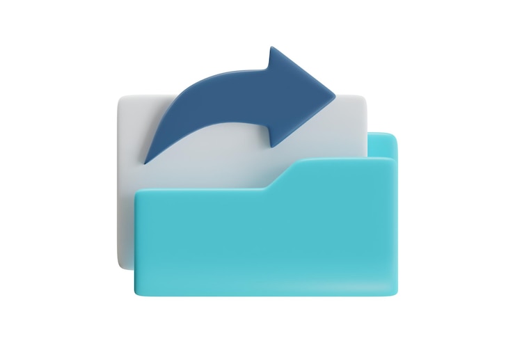PSD folder icon with arrow for file transfer 3d icon