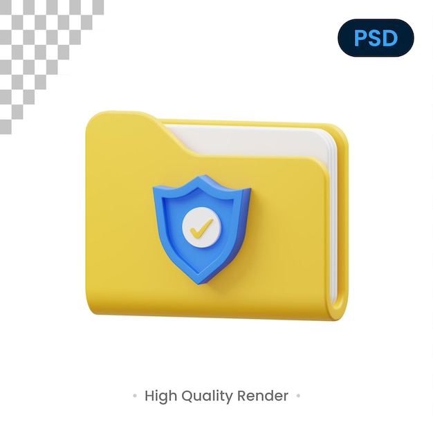 Folder protection 3d icon premium psd