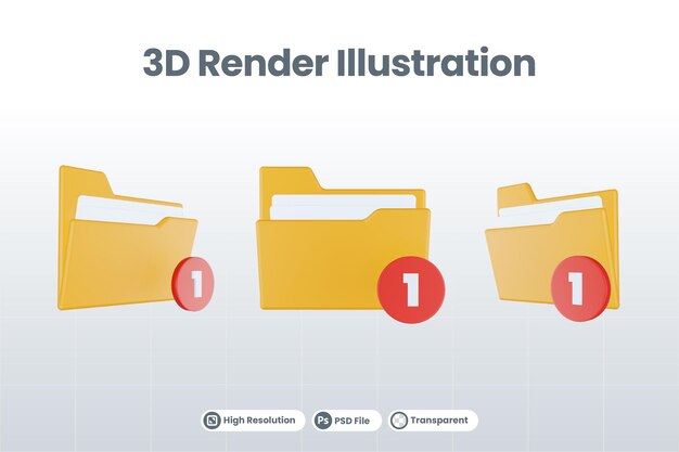 Folder Renderowania 3d Jedna Ikona Z Pomarańczowym Folderem Plików I Czerwonym