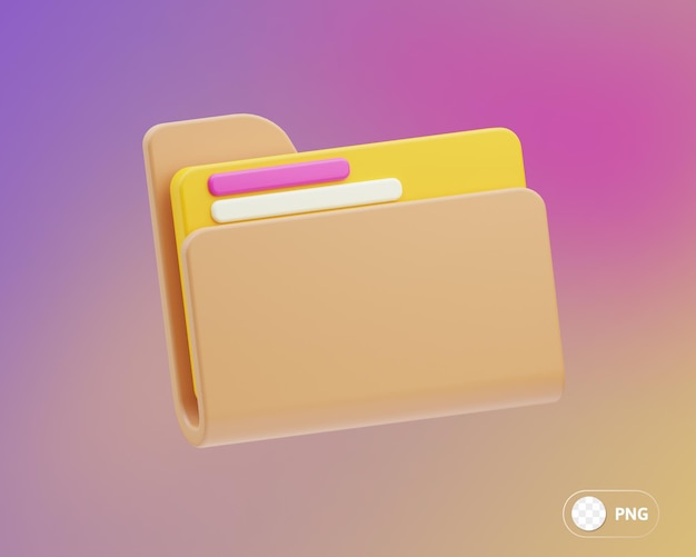 PSD folder stationery 3d illustration