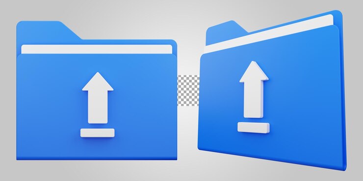 PSD folder upload on transparent background 3d render