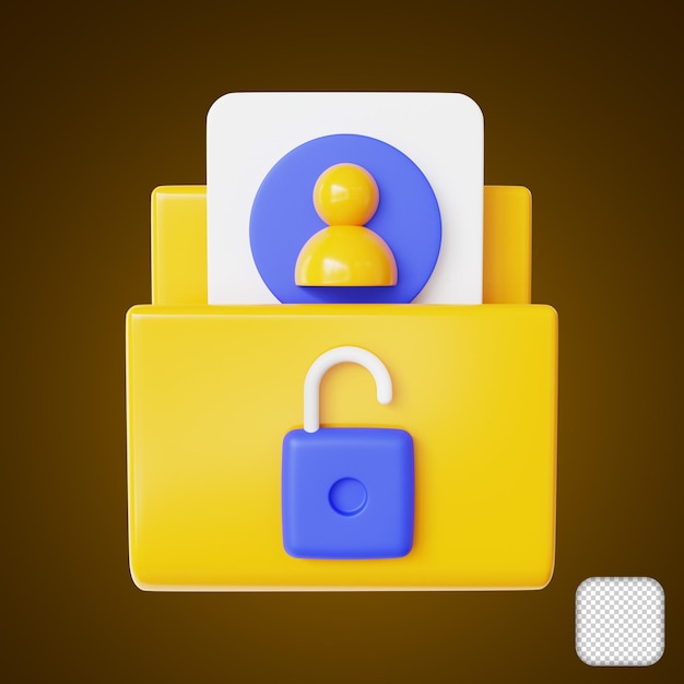 Folder User Unlock Icon 3d illustration