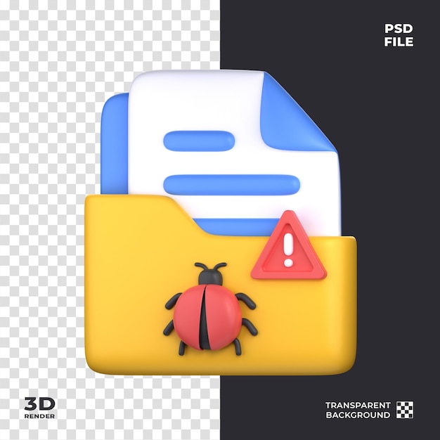 Folder virus infected 3d icon perfect for cyber security theme