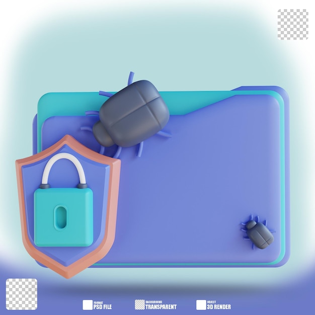 PSD folder wirusa bezpieczeństwa ilustracji 3d