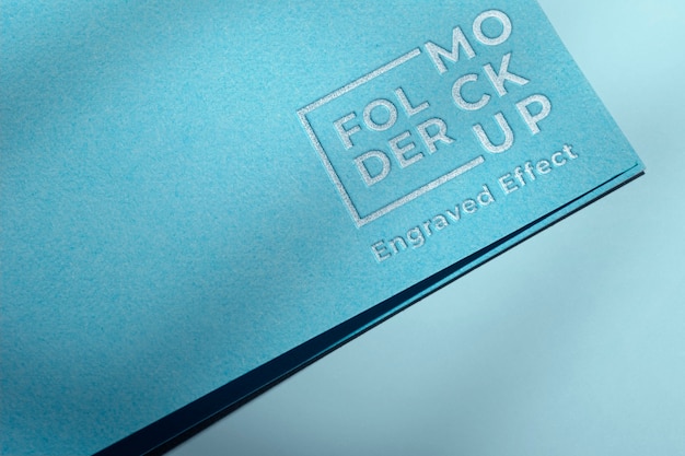 PSD folder with engraving logo mockup
