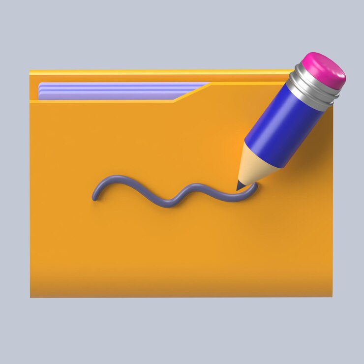 PSD folder with pencil 3d icon