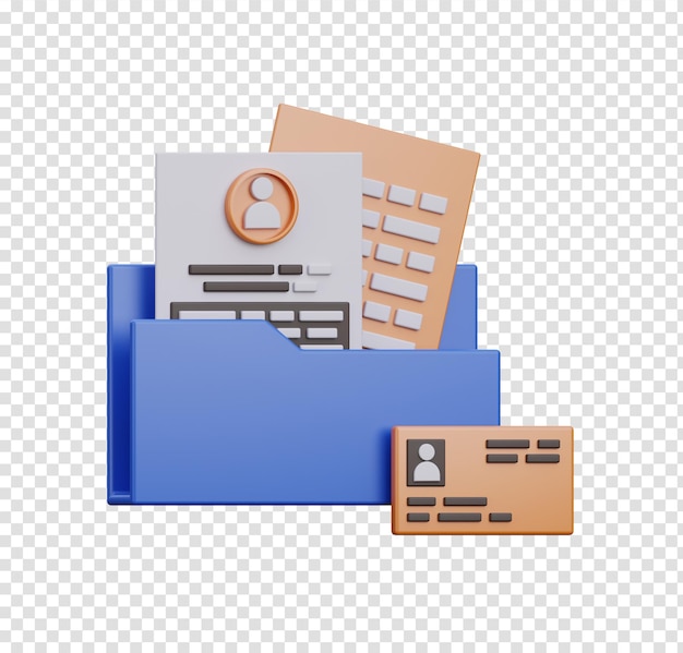 Folder with Resume Documents and Business Card