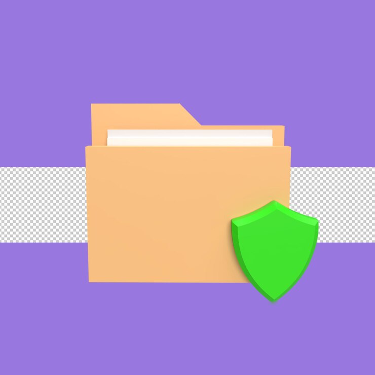 PSD folder with shield 3d icon model cartoon style concept render illustration