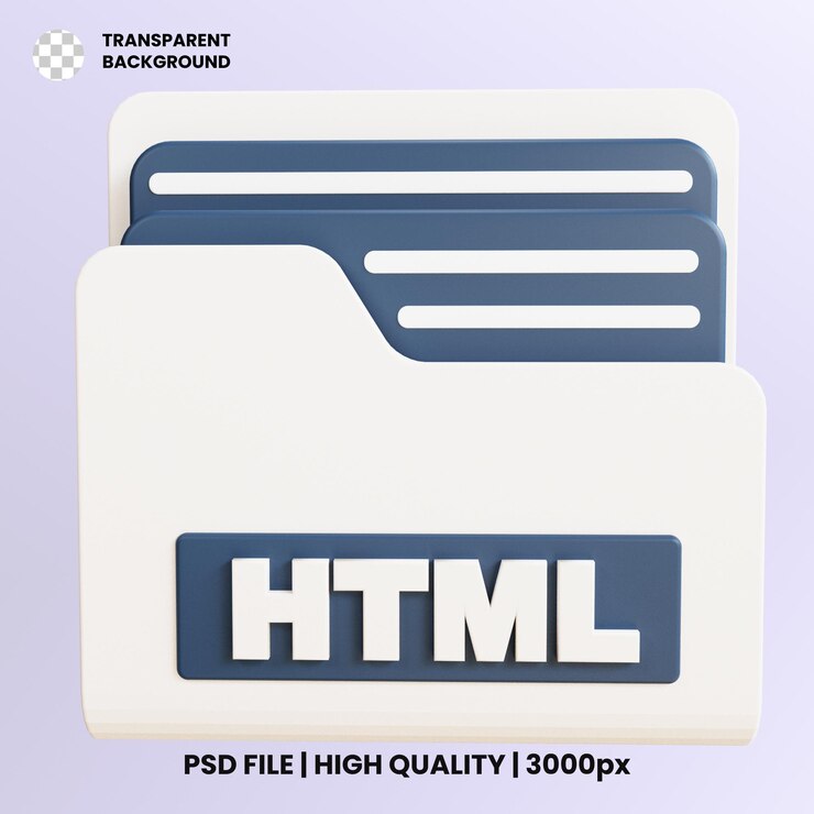 PSD a folder with the word html on it