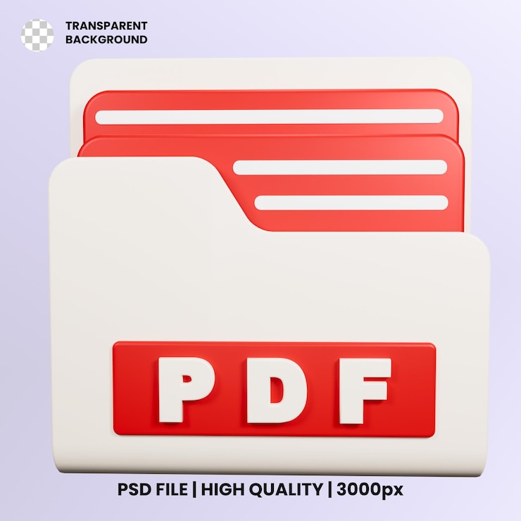 PSD a folder with the word pdf on it