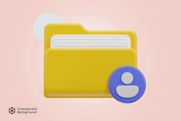 folder z ikoną użytkownika symbol zarządzania plikami koncepcja przechowywania danych bazy danych ikona 3D