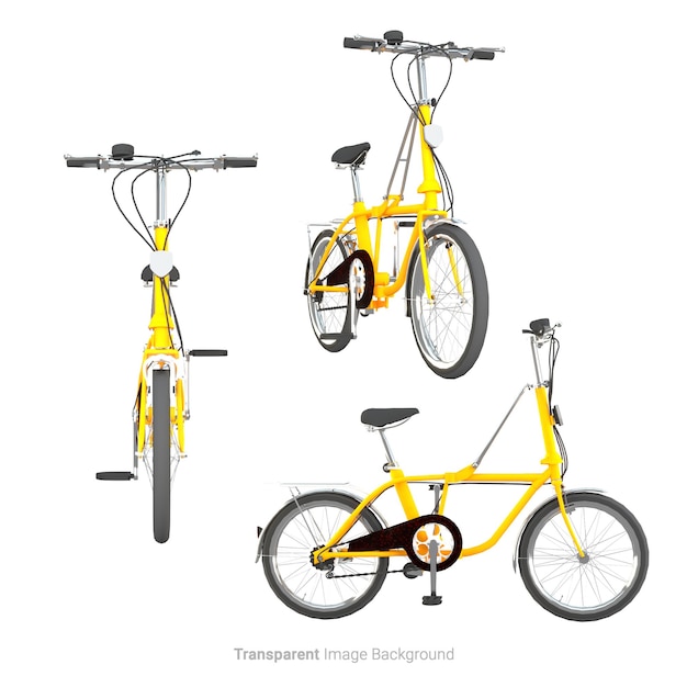 PSD folding bike on an isolated white background 3d rendering