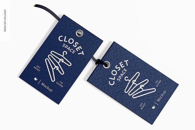 PSD folding clothing tag mockup, top view