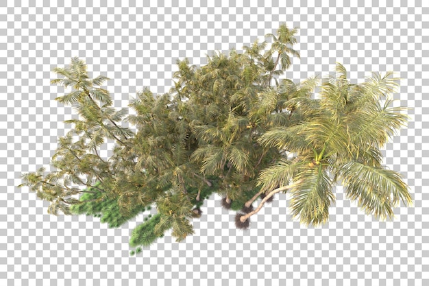PSD Остров листвы изолирован на прозрачном фоне, 3d рендеринг иллюстрации