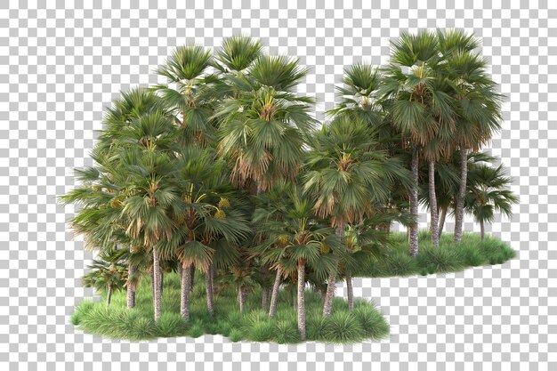 foliage island isolated on transparent background 3d rendering illustration