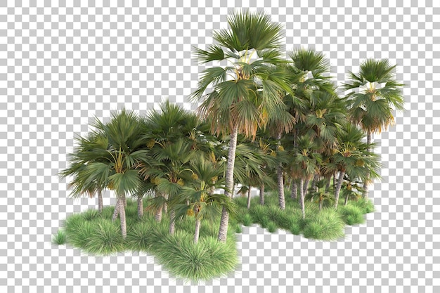 foliage island isolated on transparent background 3d rendering illustration