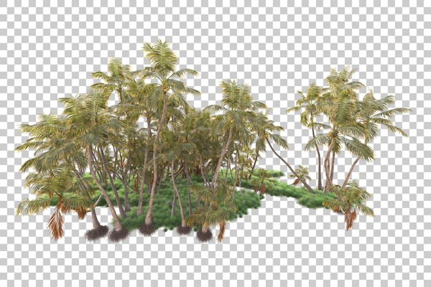 PSD foliage island isolated on transparent background 3d rendering illustration