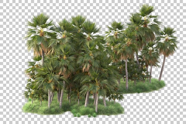 PSD foliage island isolated on transparent background 3d rendering illustration