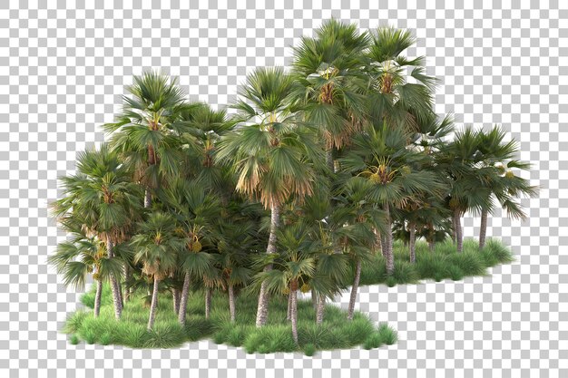 foliage island isolated on transparent background 3d rendering illustration