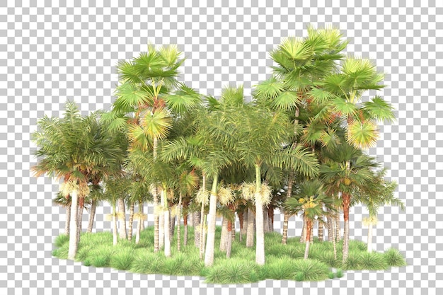 PSD foliage island isolated on transparent background 3d rendering illustration