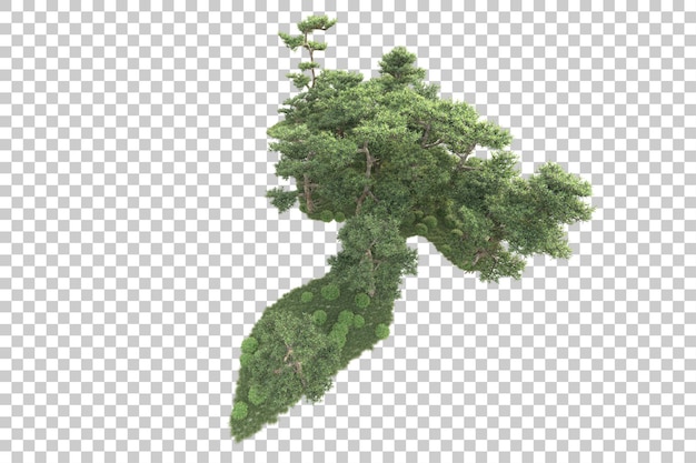 Foliage island isolated on transparent background 3d rendering illustration