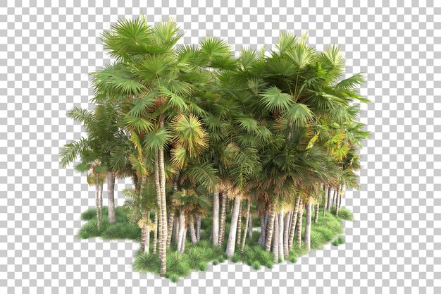 PSD foliage island isolated on transparent background 3d rendering illustration