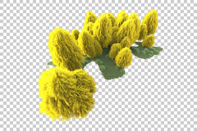 PSD foliage island isolated on transparent background 3d rendering illustration