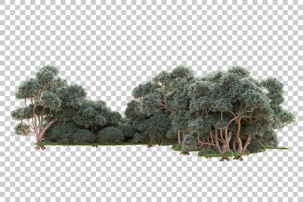 PSD foliage island isolated on transparent background 3d rendering illustration