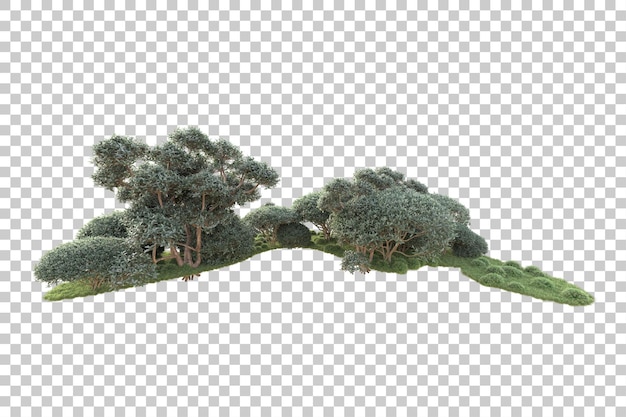 Foliage island isolated on transparent background 3d rendering illustration