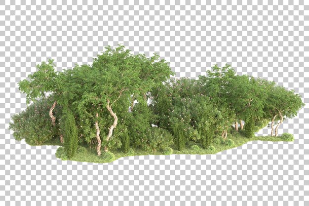 PSD foliage island isolated on transparent background 3d rendering illustration