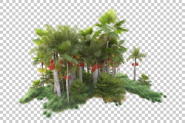 Foliage island isolated on transparent background 3d rendering illustration