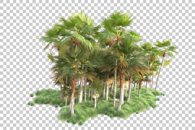 PSD foliage island isolated on transparent background 3d rendering illustration