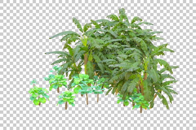 PSD foliage island isolated on white background 3d rendering illustration