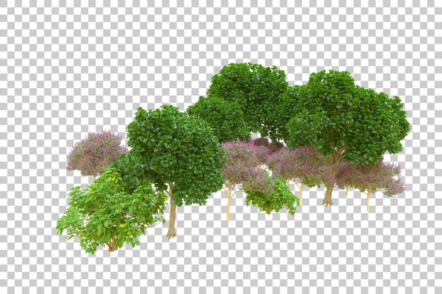 Foliage island isolated on white background 3d rendering illustration