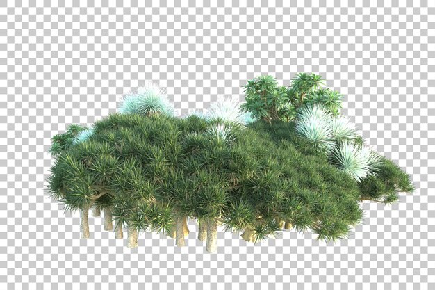 Foliage island isolated on white background 3d rendering illustration