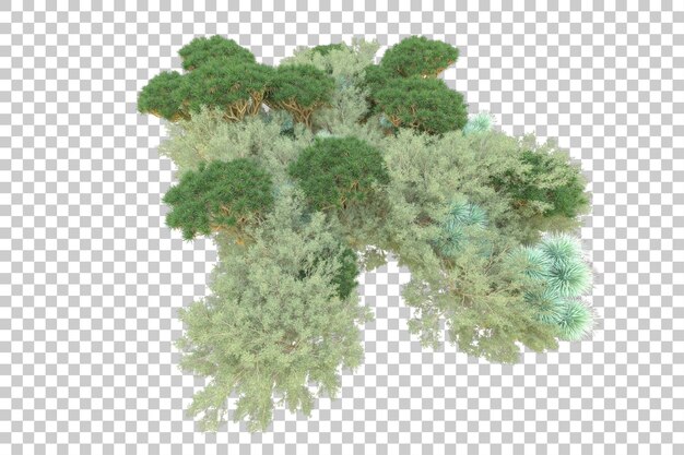 PSD foliage island isolated on white background 3d rendering illustration