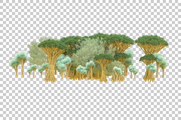 PSD foliage island isolated on white background 3d rendering illustration