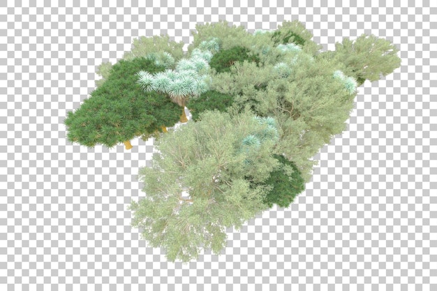 सफेद बैकग्राउंड पर अलग किया गया फ़ॉलिएज आइलैंड 3D रेंडर इलस्ट्रेशन