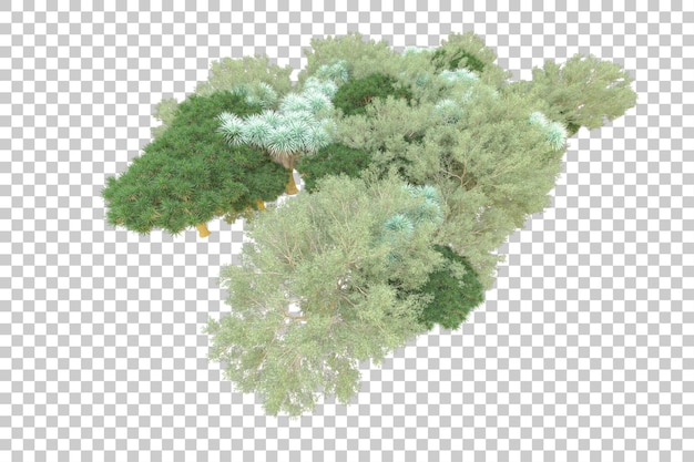 Foliage island isolated on white background 3d rendering illustration