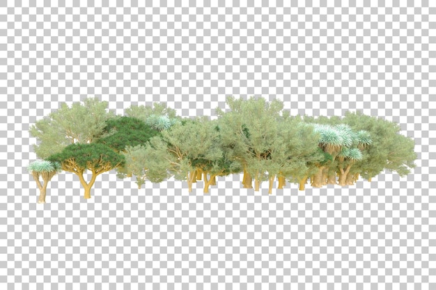PSD foliage island isolated on white background 3d rendering illustration