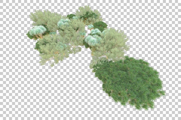 PSD foliage island isolated on white background 3d rendering illustration