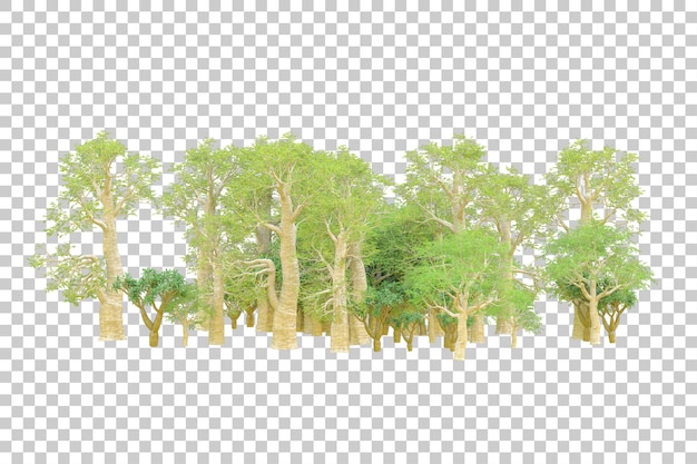 PSD foliage island isolated on white background 3d rendering illustration