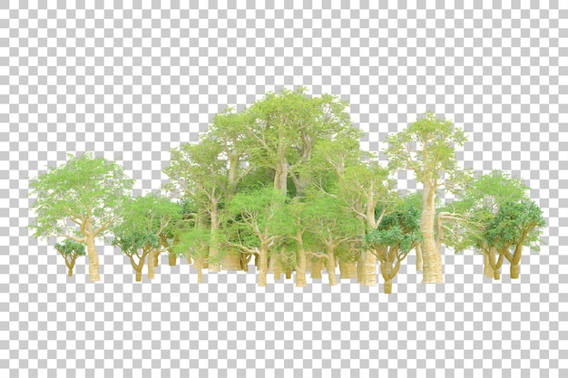 Foliage island isolated on white background 3d rendering illustration